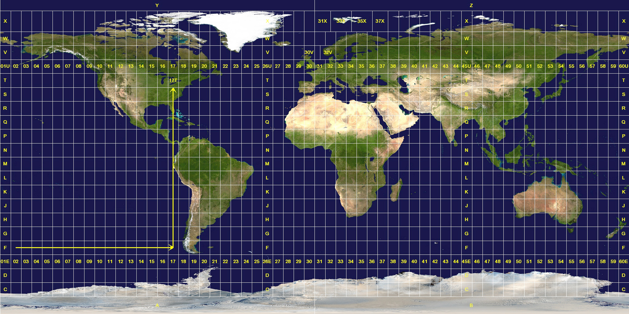 This map comes via the Wikipedia definition of Universal Transverse
